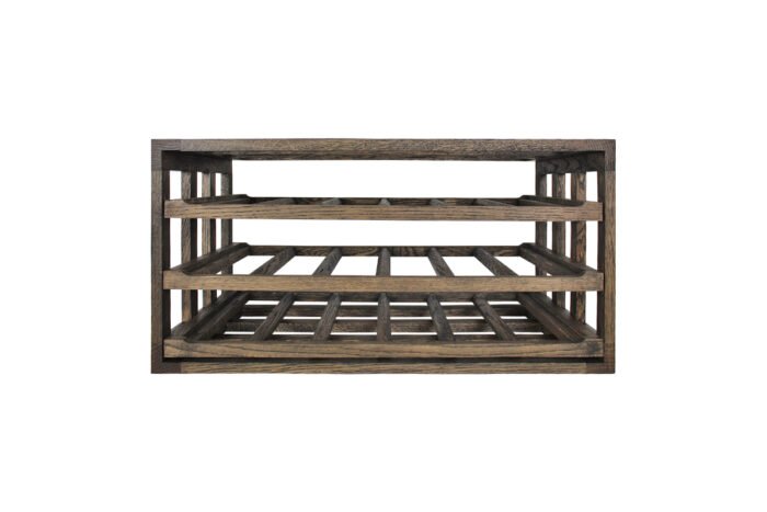 Wine racks in smoked oak wood