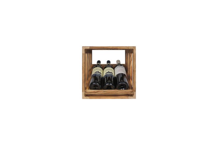 Winenest stackable wine shelf in burnt pine wood