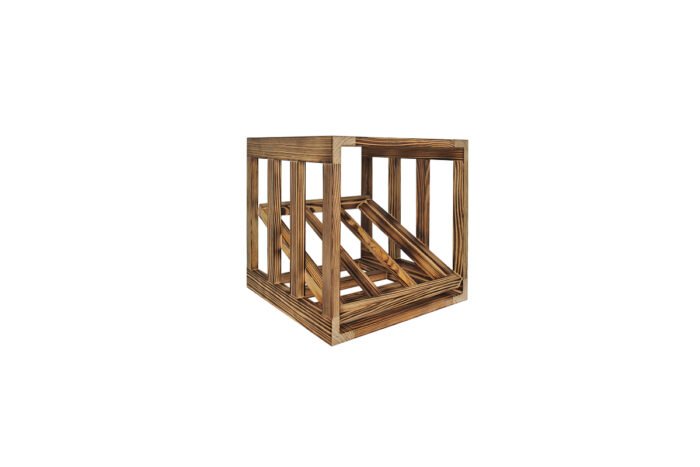 Winenest wine holder in burnt pine wood assembled