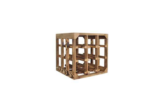 Winenest stackable wine shelf in burnt pine wood
