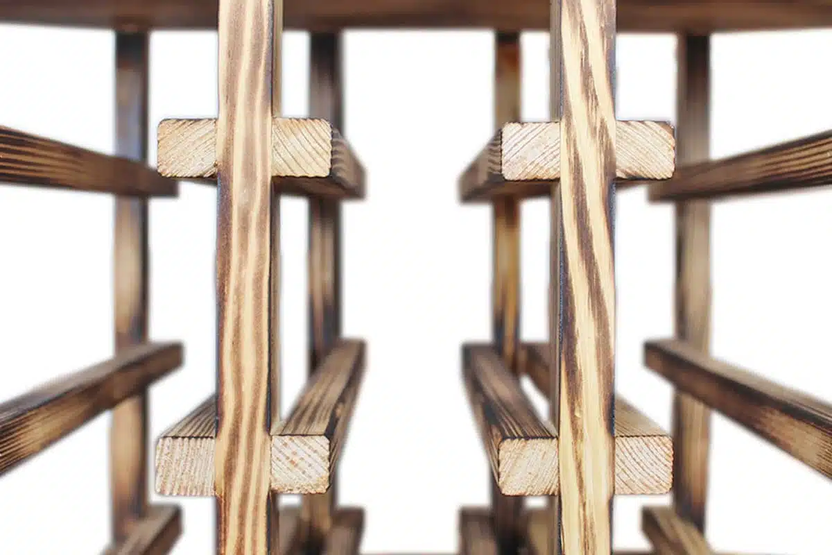 Wine Rack - Half Jax Corner - Burnt Pine - Image 3
